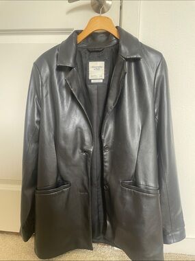 Abercrombie & Fitch Black Faux Leather Blazer Jacket